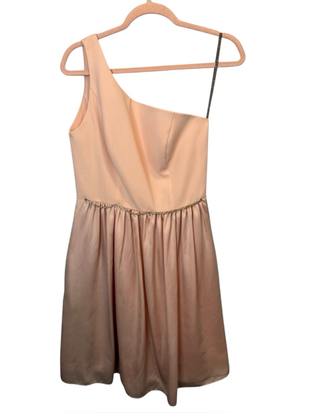White by Vera Wang Blush One Shoulder Cocktail Party Dress Coquette Girl